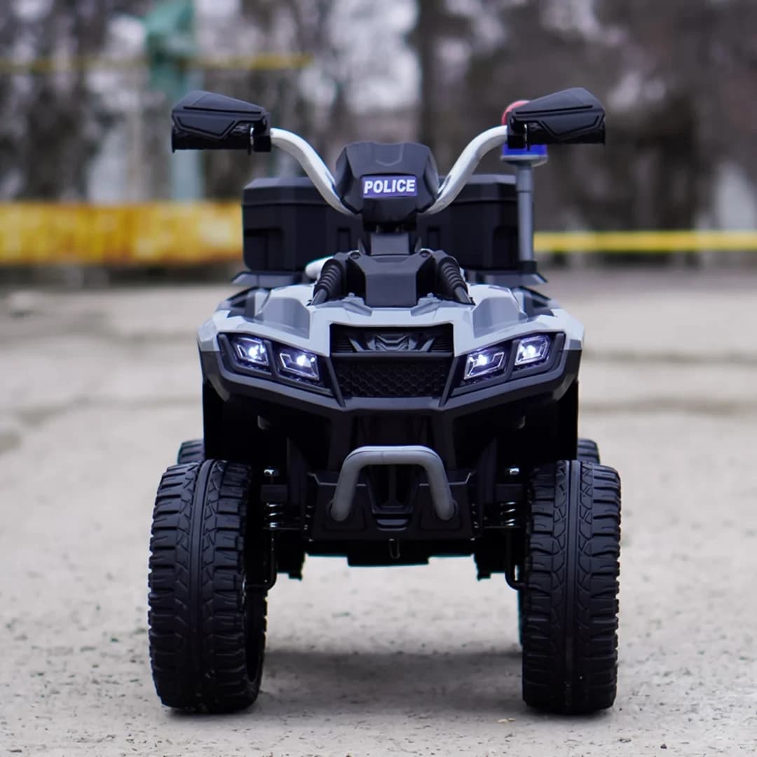 Детско Акумулаторно ATV Police, 80W, 12V/7Ah, R/C 2.4G, EVA гуми, Сиво