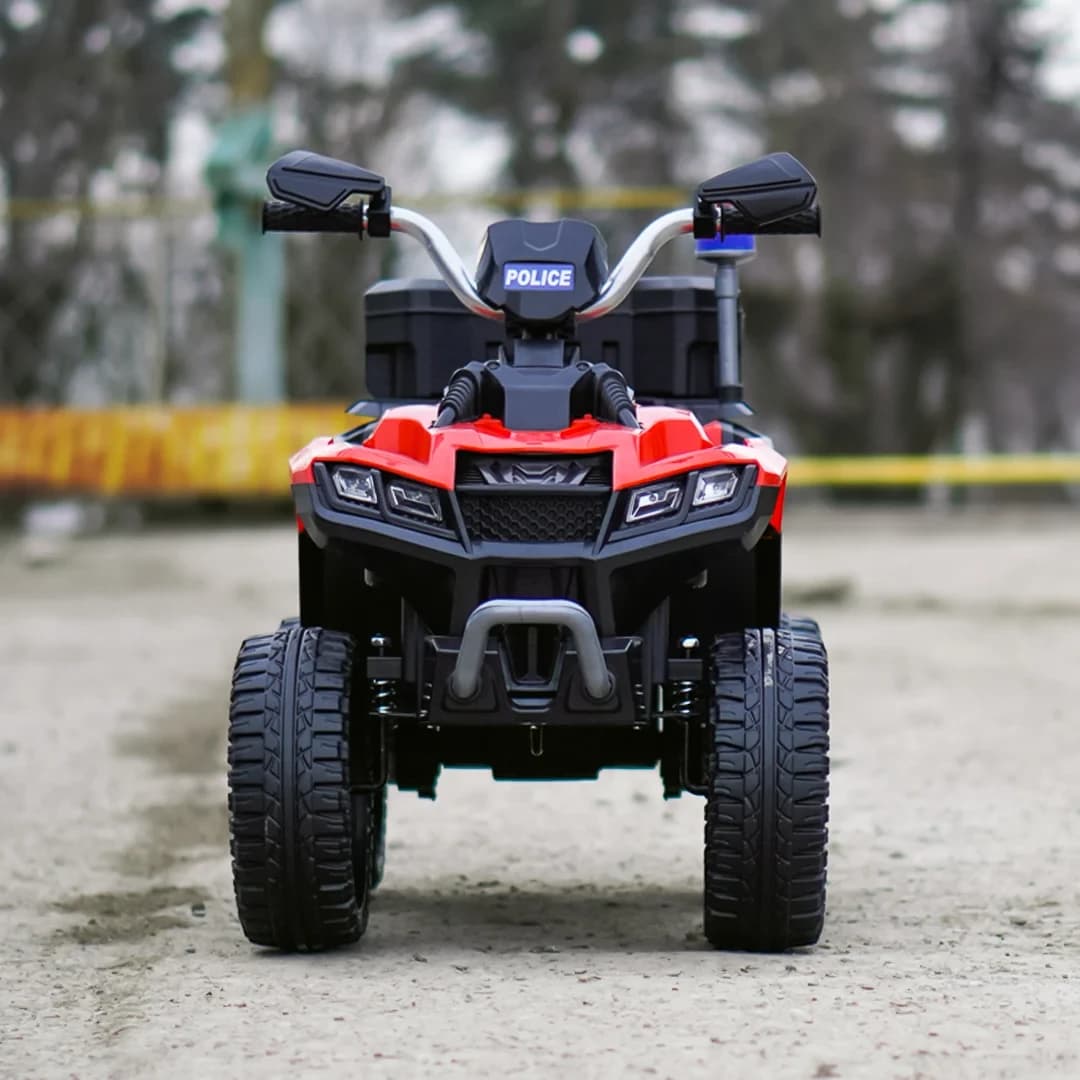 Детско Акумулаторно ATV Police, 80W, 12V/7Ah, R/C 2.4G, EVA гуми, Червено