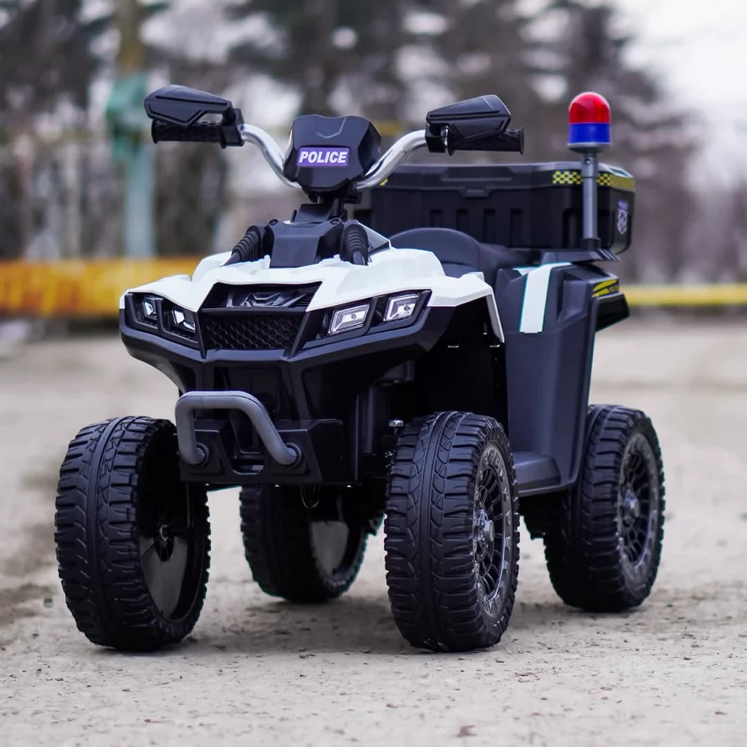 Детско Акумулаторно ATV Police, 80W, 12V/7Ah, R/C 2.4G, EVA гуми, Бяло