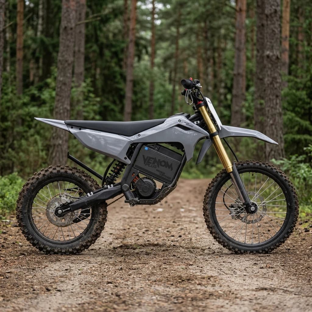 Електрически Кросов Мотор Venom Plus, 8000W, 72V/35Ah, 88 км/ч, Сив – на горска пътека