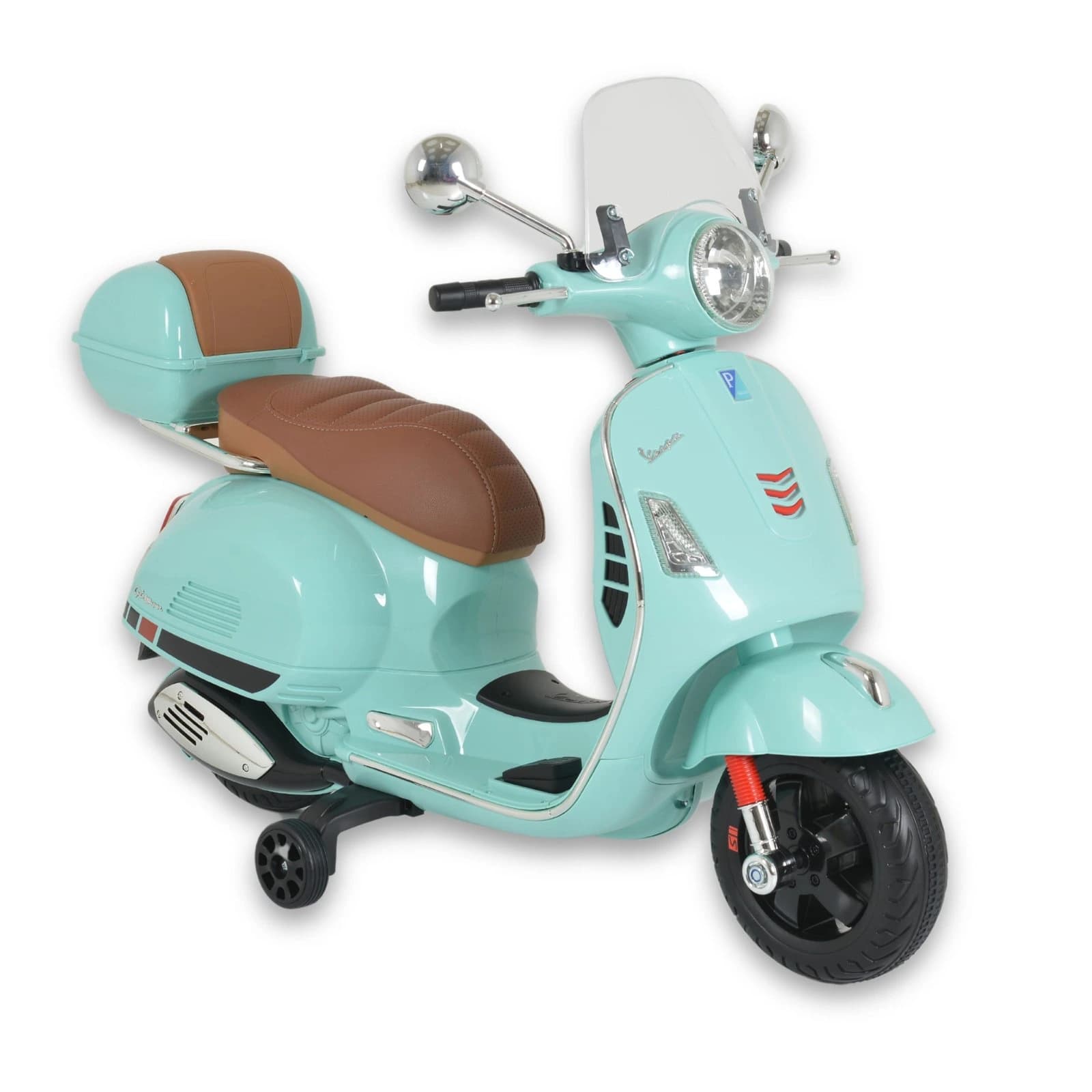 Лицензиран Детски Акумулаторен Мотор Vespa GTS Super, 12V4.5Ah, LED светлини