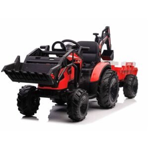 Детски акумулаторен трактор с ремарке TOP WORKER, 12V/7Ah, 90W, Кожена седалка, EVA гуми, МР3