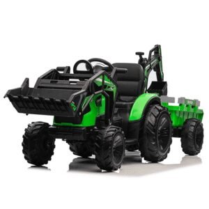 Детски акумулаторен трактор с ремарке TOP WORKER, 12V/7Ah, 90W, Кожена седалка, EVA гуми, МР3